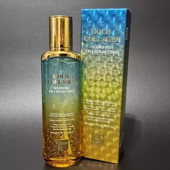 FARMSTAY GOLD COLLAGEN NOURISHING 2 IN 1 SERUM TONER, Увлажнение, Корейская косметика, Kbeauty, образец