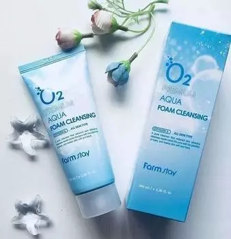 FARMSTAY O2 PREMIUM AQUA FOAM CLEANSING, Увлажнение, Корейская косметика, Kbeauty, образец