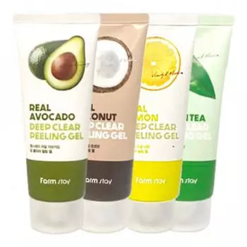 FARMSTAY REAL DEEP CLEAR PEELING GEL #Кокос #Зеленый чай #Лимон #Авокадо, Kbeauty, Корейская косметика, образец Coconut