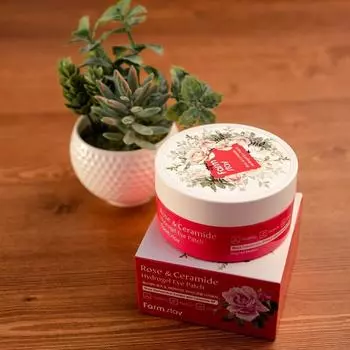 FARMSTAY ROSE & CERAMIDE HYDROGEL EYE PATCH, Увлажнение, Корейская косметика, Kbeauty, образец