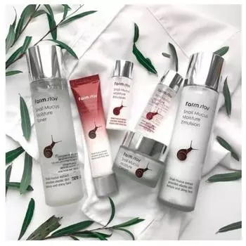 FARMSTAY SNAIL MUCUS MOISTURE SKIN CARE 4 SET, Антивозрастной, Kbeauty, Корейская косметика, образец
