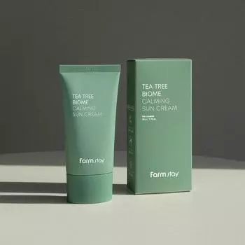 FARMSTAY TEA TREE BIOME CALMING SUN CREAM SFP 50+ PA +++, корейская косметика, Kbeauty, образец