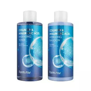 Farmstay Увлажняющий тоник и эмульсия с коллагеном и гиалуроновой кислотой, 300 м SET