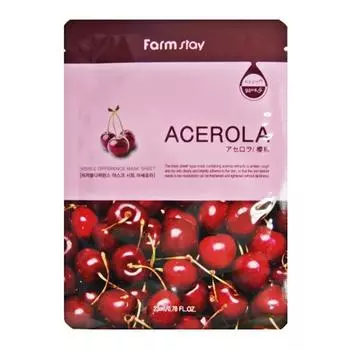 FARMSTAY VISIBLE DIFFERENCE MASK SHEET ACEROLA, Увлажнение, Корейская косметика, Kbeauty, образец
