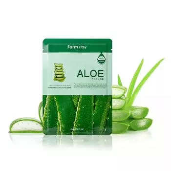 FARMSTAY VISIBLE DIFFERENCE MASK SHEET ALOE, Увлажнение, Корейская косметика, Kbeauty, образец