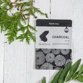 FARMSTAY VISIBLE DIFFERENCE MASK SHEET CHARCOAL, Увлажнение, Корейская косметика, Kbeauty, образец