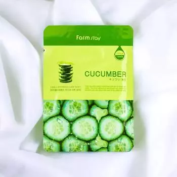 FARMSTAY VISIBLE DIFFERENCE MASK SHEET CUCUMBER, Увлажнение, Корейская косметика, Kbeauty, образец