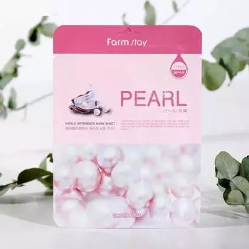 FARMSTAY VISIBLE DIFFERENCE MASK SHEET PEARL, Увлажнение, Корейская косметика, Kbeauty, образец