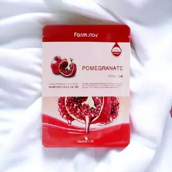 FARMSTAY VISIBLE DIFFERENCE POMEGRANATE MASK PACK, Увлажнение,Корейская косметика, Kbeauty, образец