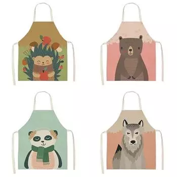 Фартук без рукавов для приготовления пищи и выпечки, милый фартук без рукавов с принтом лисы и пингвина, забавные кухонные принадлежности, бытовые чистящие средства для мужчин и женщин 47X38CM