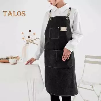 Фартук без рукавов с хорошей воздухопроницаемостью, устойчивый к загрязнениям, однотонный, премиум-класса, в винтажном стиле, рабочий фартук, аксессуары для выпечки зелёный