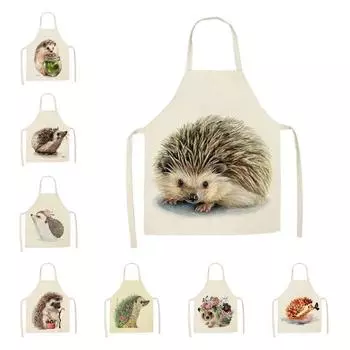 Фартук для чистки с мультяшным ежиком и тематическим принтом, кухонный фартук унисекс, нагрудник для ужина, забавный фартук, водонепроницаемый фартук, кухонный фартук 47x38cm