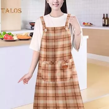 Фартук для дома клетчатый грязеотталкивающий удобный женский кухонный уголок для цветочного магазина синий