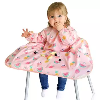 Фартук для еды, машинная стирка, фартук для детского питания, легко стираемый комбинезон с длинными рукавами, нагрудник, скатерть, розовый Yami Treat [Bibetta]