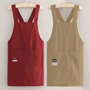 Фартук для готовки с карманами, маслостойкий, рабочая форма для поваров, фартук для кухни с перекрестными лямками хаки