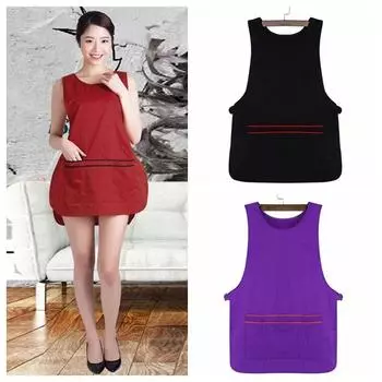 Фартук для парикмахера, фартуки для салона, одежда для официантки, жилет с карманами, черный красный