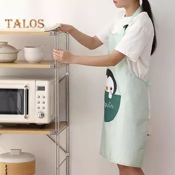 Фартук для протирания рук, водонепроницаемый водопоглощающий фартук с милым принтом, практичный мультяшный узор в виде пингвина, работа по дому, кухонный сарафан, товары для дома B зелёный