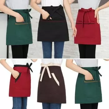 Фартук для работы шеф-повара с карманами, устойчивый к масляным пятнам, водонепроницаемый полурабочий фартук для домашней кухни, бара, выпечки, сервера, фартуки B чёрный