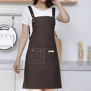 Фартук для взрослых, дышащий, водонепроницаемый, хлопковый, для ежедневного использования, для мужчин и женщин, кухонный фартук для уборки, товары для дома чёрный