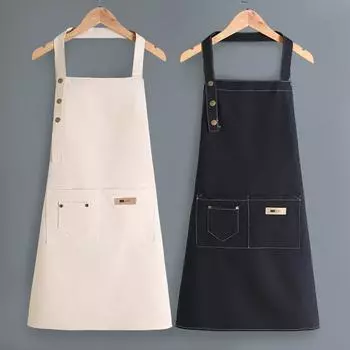 Фартук для взрослых унисекс с масляными передними карманами практичный прочный женский мужской регулируемый нагрудник для барбекю чёрный