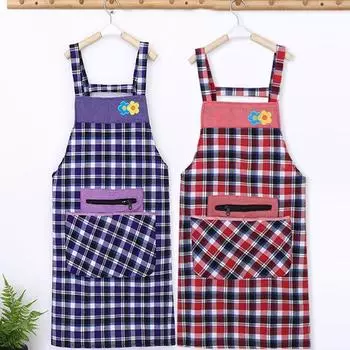 Фартук из чистого хлопка и льна, утолщенный и утолщенный халат с длинными рукавами, фартук на подтяжках, кухонная водонепроницаемая рабочая одежда с обратной повязкой.