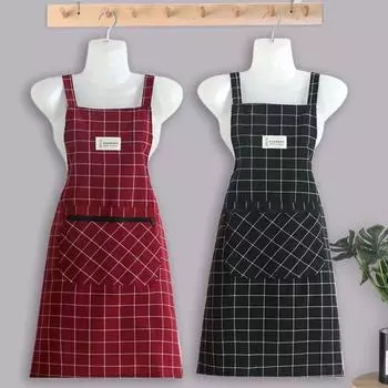 Фартук из хлопка с карманами, маслостойкий, фартук для готовки, униформа, фартук для кухни, женский/мужской серый