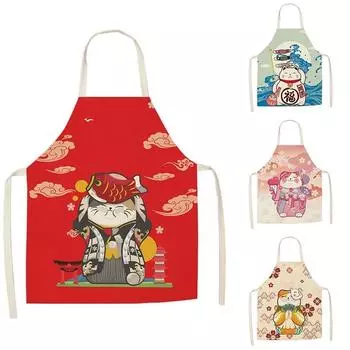 Фартук Lucky Cat, нагрудник, кухонный фартук для приготовления выпечки, мужской и женский фартук, аксессуары для уборки дома 47x38cm