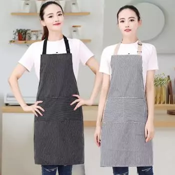 Фартук-нагрудник с 2 карманами для женщин и мужчин, поварской, термостойкий, регулируемый, с завязкой чёрный