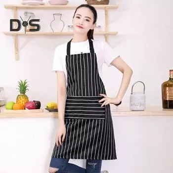 Фартук-нагрудник с 2 карманами для женщин и мужчин, поварской, термостойкий, с регулируемым завязкой, с большими карманами, кухонный фартук для готовки чёрный