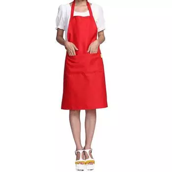 Фартук однотонный унисекс, фартук для кулинарии, общественного питания, работы, гербовая накидка с двумя двойными карманами 07