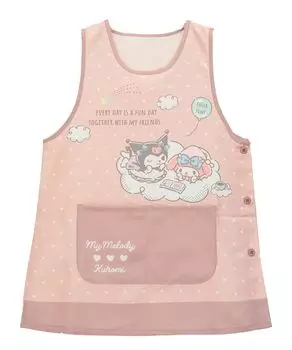 Фартук персонажа My Melody Kuromi для детского сада, боковой, быстро мнущийся [Nishiki] Учителя, Женский, На пуговицах, Сушка, (01 Розовый/ML/43372)