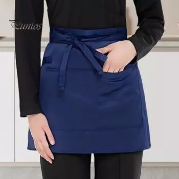 Фартук повара полудлинный с карманами однотонный шнурованный дышащий не мнется кухонный фартук для готовки G