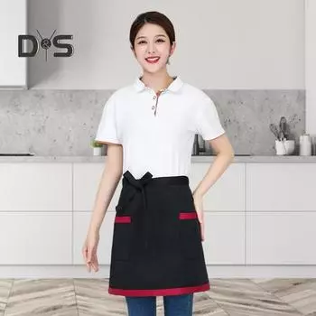 Фартук повара полудлинный с карманами однотонный шнурованный дышащий не мнется кухонный фартук для готовки A