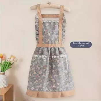 Фартук принцессы из холста: Милый, моющийся, необрастающий нагрудник для готовки с поясным ремнем