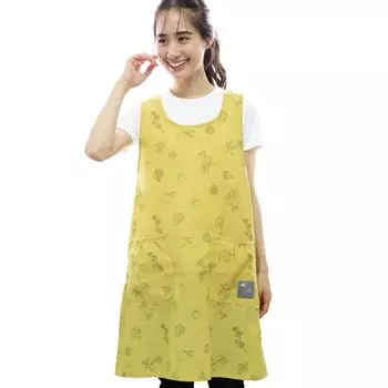 Фартук с боковыми пуговицами и карманами [Nishiki] женский (Желтый/ML/nk3484)