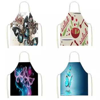 Фартук с принтом бабочки, аксессуары для приготовления пищи, выпечки, фартук для девочек, женский фартук, кухонные чистящие средства, 47X38 см, 68X55 см 47X38CM