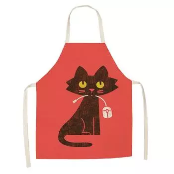 Фартук с принтом кота из мультфильма, льняной фартук без рукавов, противообрастающий фартук для взрослых и детей, инструменты для чистки домашнего фартука для родителей и детей 47x38cm