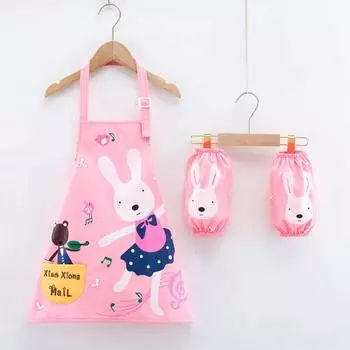 Фартук с рисунком для детей, детский фартук для рисования, водонепроницаемый, устойчивый к пятнам, фартук для рисования, кухонный фартук для детей, аксессуары для приготовления пищи OneSize зелёный