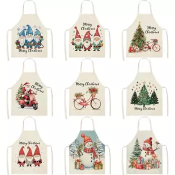 Фартук с рождественскими украшениями, фартук с принтом гнома, Санта-Клауса, снеговика, кухонный, ресторанный, маслостойкий и грязеотталкивающий фартук 47x38cm