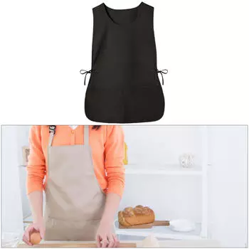 Фартук шеф-повара для приготовления пищи с регулируемым ремешком для выпечки и нагрудником для женщин и мужчин чёрный