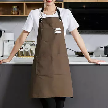 Фартук шеф-повара нагрудник кулинария кухня многофункциональный моющийся женщины мужчины регулируемый для выпечки кафе коричневый