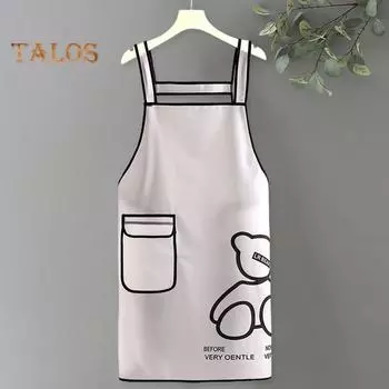 Фартук шеф-повара Прозрачный против пятен ТПУ Классический фартук с ремешком для легкой чистки для дома чёрный