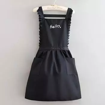 Фартук в стиле принцессы, водонепроницаемый фартук с цветочным принтом в ресторане, рабочая форма бариста, подходит для ресторанов/отелей/садоводства чёрный