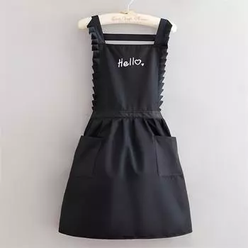 Фартук в стиле принцессы, водонепроницаемый фартук с цветочным принтом в ресторане, рабочая форма бариста, подходит для ресторанов/отелей/садоводства чёрный