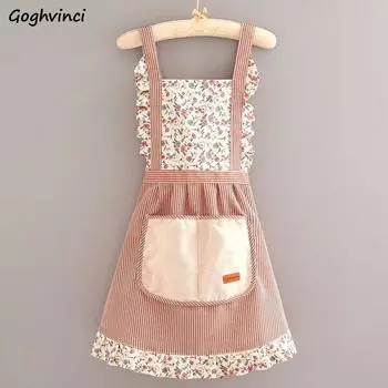 Фартуки для дома, женские модные сладкие кухонные принадлежности, защитные портативные водонепроницаемые маслостойкие карманные фартуки, милые чистящие передники OneSize зелёный