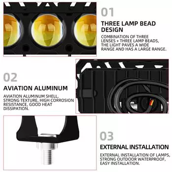 Фары для автомобиля, светодиодные двухцветные мини-линзовые фары для мотоцикла, фары для дальнего света, противотуманные фары для мотоциклов, фары для внедорожников и квадроциклов