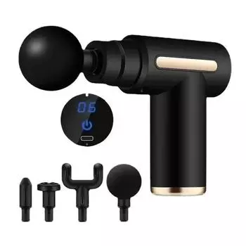 Fascia Gun Массажер для расслабления мышц Интеллектуальный мини-вибрационный ударный пистолет Портативный карманный электрический пистолет для массажа всего тела чёрный