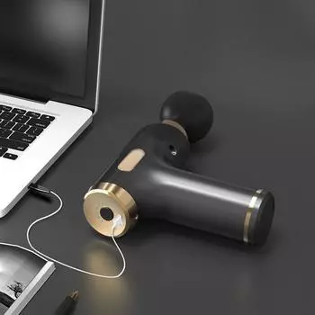 Фасциальный пистолет, массажер для мышц, электрический шейный миометрий, ударный захват, вибрационный фитнес-релаксатор мышц ног Button type чёрный