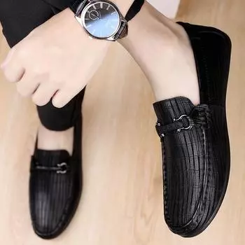 Fashion2024 Абсолютно новые повседневные туфли из натуральной кожи, мужские мокасины, удобные мужские туфли на плоской подошве, модные мужские туфли для вождения, мокасины, мужская обувь 38 чёрный