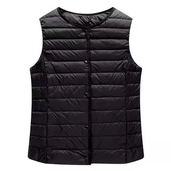 FASHION2024 and winter new down vest women s light and thin short stand-up collar large size liner vest outer wear versatile Clothes S белый